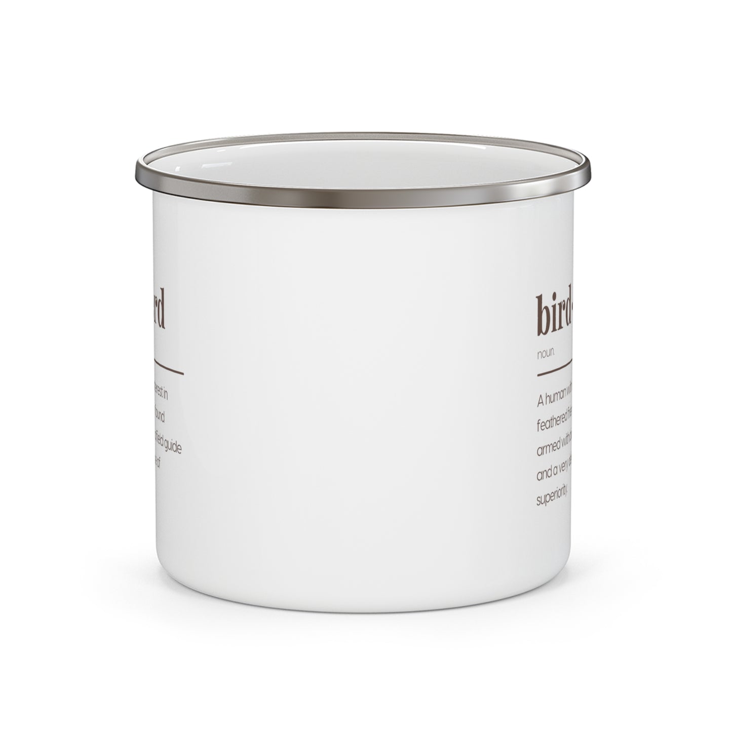 bird nerd definition Enamel Camping Mug