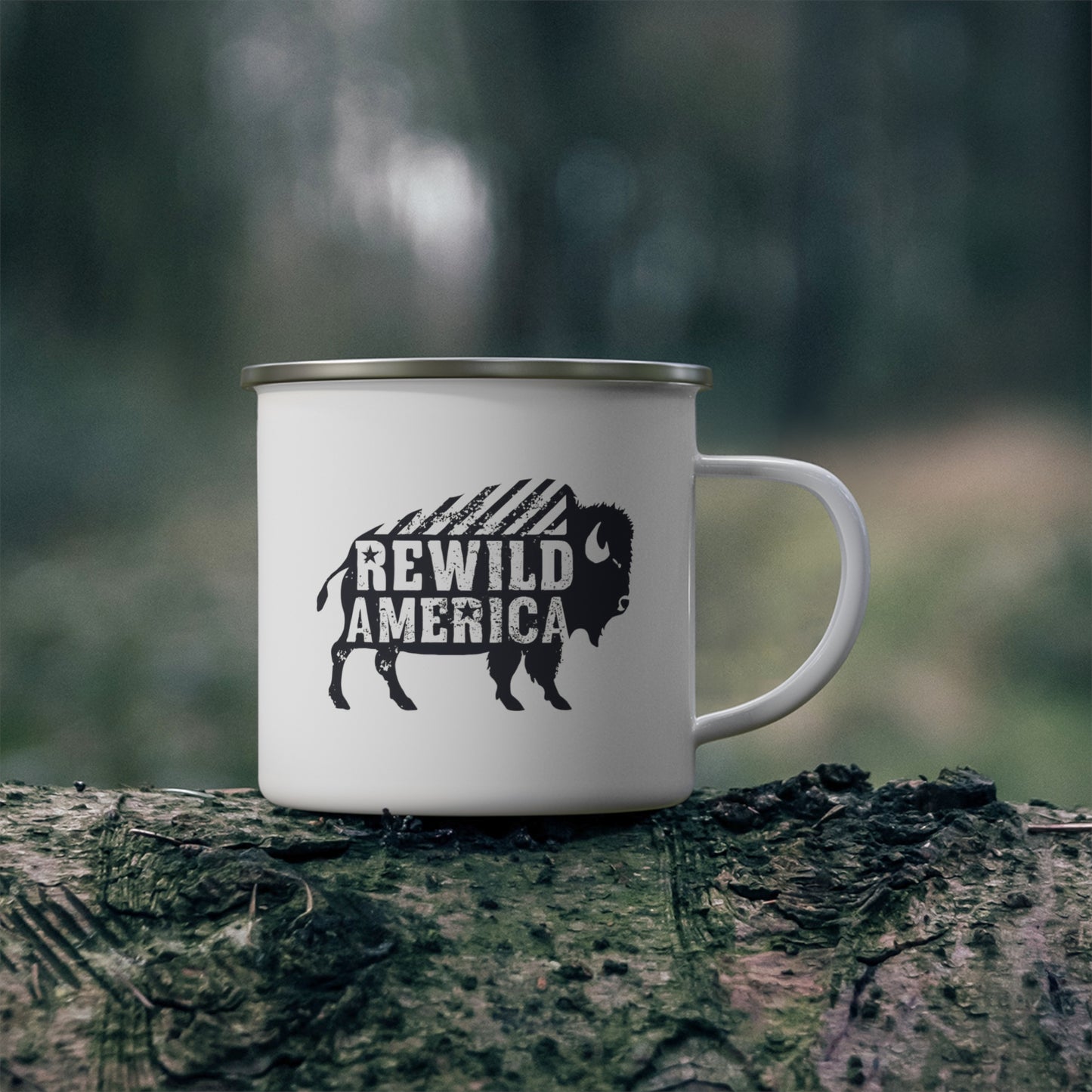 Rewild America Bison Enamel Camping Mug